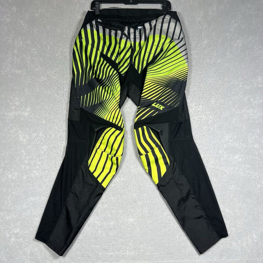 BILT Adult Lux Race Pants Green/Black Motocross Off Road Dirt Bike Riding SZ 34